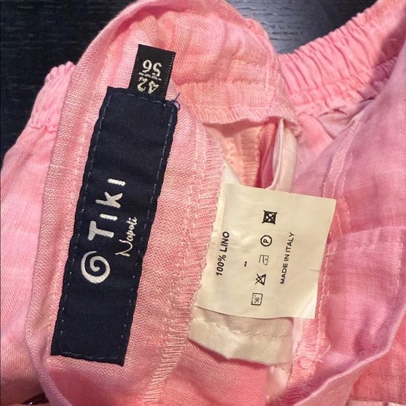 Pink Drawstring Linen Shorts - Picture 2 of 3